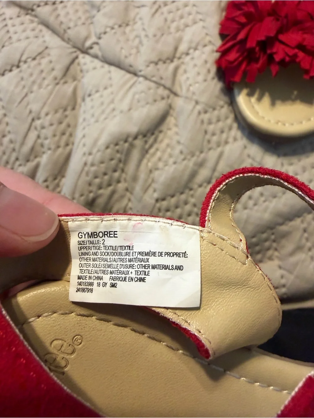 Gymboree Girls Red Pom-Pom Sandals size 2